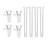 Glass Bong Downstem and Bowl Set for 14.5mm Water Pipes Includes Matching 14.4mm Bowl Pipe Filter and 2 Cleaning Brushes Hookah Accessories (14CM Downstem +4Funnels)