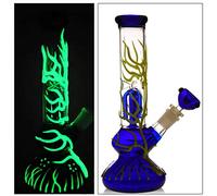 Glass bong,Glow in The Dark Bongs with Tornado percolate, Glass Bongs with 14.5mm Water Bong Bowl Glass Pipe for Smoking Pipe Hookah Bong Pipe Nicotine free