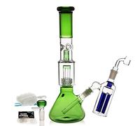 Glass Bong Pipe Water Bongs w/ 14.5mm Bowl, 35cm Height, 520g - Tornado Filter, Recycling, Nicotine Free