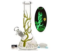 Glass Bong with percolate, Mini bong with 14.5mm Bong Bowl Height 20cm weight 400g Glass Pipe for Smoking bongs "Nicotine Free" (Mini Bongs) (Green Bong)