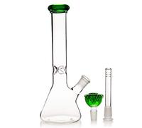 Glass Bong with Spiral Filter - 14.5mm Glass Pipe Bowl, 19.3oz Green Water Pipe for Smoking | Hookah Accessories Included