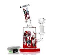 Glass Bong with Tornado percolate,Green Water Bongs with 14.5mm Bong Bowl Height 25cm Weight 400g Glass Pipe for Smoking Hookah Glass Bongs Oil Rig Smoking Pipe (Mini Red Bong)
