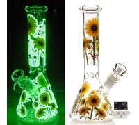 Glass Bong with Tornado percolate,Green Water Bongs with 14.5mm Bong Bowl Height 25cm Weight 400g Glass Pipe for Smoking Hookah Glass Bongs Oil Rig Smoking Pipe Nicotine free