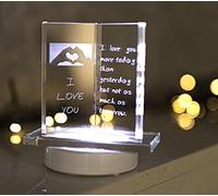 HomeZone Glass Book Plaque With LED Light Love Friend Mum Dad Christmas Day Ornament Boyfriend Girlfriend Unique Crystal Quote