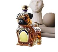 Glass Bottle for Spirits - Glass Bottle for Spirits in Bulldog Design - Decorative 300 ml Carafe Wine Container Gift Idea for Father Husband Friends Restaurant Living Room Birthday