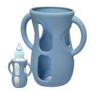 Glass Bottle Sleeve Drop Resistant Shockproof Break Resistant Sleeve | Feeding Bottle Sleeve Handles Anti Breakage Bottle Holder for Kids Boys Girls Home Crawler Sitter Walker Sky Blue 240ml