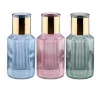 Glass Bottle Vase for Flowers Set of 3 Pampas Decorative Coloured Vintage Ribbed Vase Bottles for Centrepiece Floral Arrangements Home Decor Wedding Table Decoration Living Room