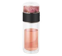 Glass Bottle with Infuser - Borosilicate Material 2.6x2.6x24cm, Leakproof Tumbler, Double Wall Insulated Travel Mug, Microporous Filter | Hot Fruit Steeping for Outdoor Work, Travel Infuse