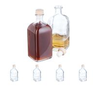 Glass Bottles Set of 6 Refillable Liquer Gin Vinegar Oil 500ml Cork Jar