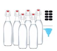 Glass Bottles with Airtight Stoppers & Swing Top Lids Clear Preserve Jars for Home Brewing, Beer, Wine, Kombucha, Juice, Oil, Vinegar, Beverages & Mead Making Kit