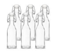 Glass Bottles with Stoppers 250ml | 6 Pack Clip Top Preserve Bottles | Airtight Swing Top | Ideal for Juice, Milk, Oil, Vinegar, Syrups, Sauces & Homebrew | Vintage Style Vacuum Seal (250ml)