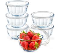 Glass Bowls with Lids Set of 6 - Transparent 800ml