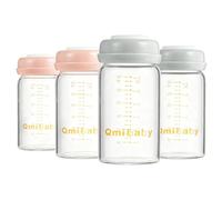 Glass Breast Milk Storage Bottles 180ml BPA-Free Natural Baby Bottle | Breastmilk Storage Wide Neck Bottles with Screw Ring Sealing Disk Leak-Proof Breastfeeding Milk Collection (Grey+Pink)