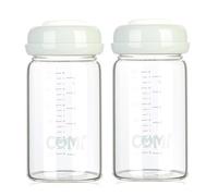 Glass Breastmilk Storage Bottles Grey 2 Packs 6.oz 180ml Reusable Wide Neck Bottles with Screw Ring Sealing Disk BPA-Free Leak-Proof Breastfeeding Milk Collection Fits Breast Pumps & Nipples