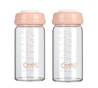 Glass Breastmilk Storage Bottles Pink 2 Packs 8.oz 240ml Reusable Wide Neck Bottles with Screw Ring Sealing Disk BPA-Free Leak-Proof Breastfeeding Milk Collection Fits Breast Pumps & Nipples