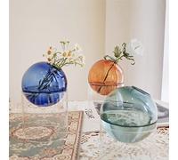 Glass Bud Vase for Flowers, Clear Bubble Vase Small Flower Vase Decorative Hydroponic Vase Glass Vases for Centerpieces, Cute Ball Vases Pots for Modern Home Decor, Wedding Table Décor (grey,large)