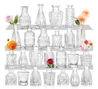 Glass Bud Vase Set of 24 - Small Vases for Flowers, Clear Bud Vases in Bulk, for Centerpieces, Mini Vintage Vase for Wedding Home Table Decor