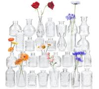 Glass Bud Vase Set of 30,Small Vintage Mini Flowers Vases for Decor Party | Premium Thick Borosilicate Glass Bud Vases & Flower Vases, Multi-use as Flower Holders Fit Wedding Decor, Party, Home