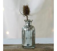 Glass Bud Vase, Silver Ribbed Bottle Flower Stem Vase, Mini Bud Vase, Wedding Flower Vase, Christmas Table Bud Vase, Xmas Table Decoration, Wedding Decoration,