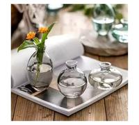 Glass Bud Vase Trio Set Modern Boho Home Decor For Weddings, Dining Tables Gifts, Translucent Centerpiece Display For Fresh/Dried Flowers(Grey)