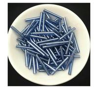Glass Bugle Beads, Czech Seed Silver Core Glass le Tube Beads 2.5x20mm Multicolor Pack of 48(Light Blue)
