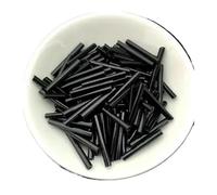 Glass Bugle Beads, Czech Seed Silver Core Glass le Tube Beads 2.5x20mm Multicolor Pack of 48(Solid Black)