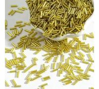 Glass Bugle Tube Beads, Spacer,100pcs/Lot 2x7mm Czech Seed Long Round Silverline Bugles Loose for Clothing Accessories(Yellow)