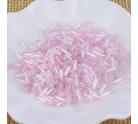 Glass Bugle Tube Beads, Spacer,10g/200Pcs Size 2 * 6mm Colorful Silver Core Czech Seed for Jewelry Making Garment Sewing Accessory(Brilliant Light Pink)