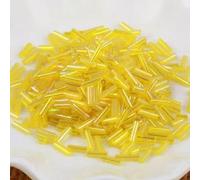 Glass Bugle Tube Beads, Spacer,10g/200Pcs Size 2 * 6mm Colorful Silver Core Czech Seed for Jewelry Making Garment Sewing Accessory(170 Brilliant Yellow)