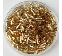 Glass Bugle Tube Beads, Spacer,10g/240pcs Size 2x6mm Twist Bugles Loose Seed Leptospira for Jewelry Making DIY Garment sew Accessories(Gplden)