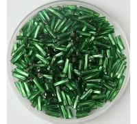 Glass Bugle Tube Beads, Spacer,10g/240pcs Size 2x6mm Twist Bugles Loose Seed Leptospira for Jewelry Making DIY Garment sew Accessories(Green)