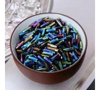 Glass Bugle Tube Beads, Spacer,10g/240pcs Size 2x6mm Twist Bugles Loose Seed Leptospira for Jewelry Making DIY Garment sew Accessories(Plated Black)