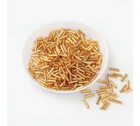 Glass Bugle Tube Beads, Spacer,10g/Pack 6mm Silver Core Czech Seed for Jewelry Garment Accessories for Clothing(Gold)