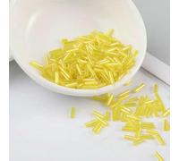 Glass Bugle Tube Beads, Spacer,200Pcs Tranparent 2 * 6mm Silver Core Czech Seed Embroidery Jewelry DIY Garment Accessories(AB Yellow)