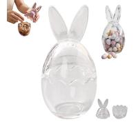 Glass Bunny Jars with Ears, Easter Candy Storage Containers, Rabbit Shape Glass Jar with Cracked Egg Lid, Mini Egg Jar for Chocolate Jelly Beans, Spring Table Centerpiece Home Decor (1pcs)
