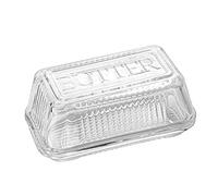 Glass Butter Dish with Lid Clear Rectangular Butter Tray Traditional Kitchen Accessory for Countertop Modern Style Butter Keeper Dishwasher Safe(Clear)