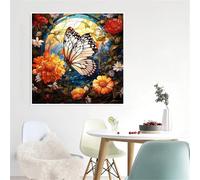 Glass Butterfly Flower Jigsaw Puzzle 500 Pieces 45x45cm/18x18inch, Difficult jigsaw puzzles for Adults 500, Beautiful Art work, Great Festive Puzzle Gift for Men/Women