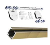 Glass Cabinet Door Hardware Kit, Smoothly Sliding Door Track with Nylon Rollers Sets, Interior Closet Doors Rail for Kitchen/Bedroom(Champagne,2.1m/83)