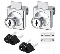 Glass Cabinet Lock 2 Pack - Security Display Cabinet Locks for 5-8mm Glass Doors, No Drilling Required, Zinc Alloy with 2 Keys per Lock - Replacement Locks for Showcases & Curio Cabinets