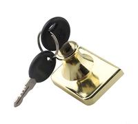 Glass Cabinet Lock Latch in Gold, Includes 2 Keys and Integral Knob, for Showcase Wine Cellar Security, Durables Zinc Alloy Hardware, Fits 36.1x31.8mm and 54.6x38mm Mounting(A)