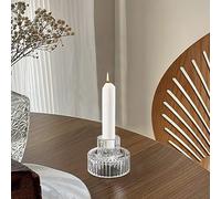 Glass Candle Holder, 2-in-1 Tea Light Holder Glass, Double Use Glass Candle Holder, Candle Holder Pillar Candles, Candle Holder Glass for Wedding, Dinner, Home Decor (B)