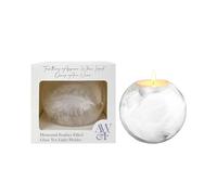 Glass Candle Holder with Soft Feather Filling, Remembrance Gifts | Tea Light Holder, Sympathy Gift for Comforting Moments, 10x10x9cm, Memorial Candle Keepsake, by Angels Wings & Feathers