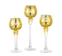 Glass Candle Holders Set - Gold 3pcs