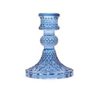 Glass Candle Holders - Versatile & Elegant Candle Holders for Tealights, Dinner Candles & Pillars | Home Decor, Weddings & Events (Blue)