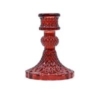 Glass Candle Holders - Versatile & Elegant Candle Holders for Tealights, Dinner Candles & Pillars | Home Decor, Weddings & Events (Vampire Red)