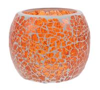 Glass Candlestick Holder for Banquet and Confession Decor Orange | Mosaic Style Glass, Candle Holding Accent, Romantic Artistic Desktop Ornament, for Dining Table Centerpiece