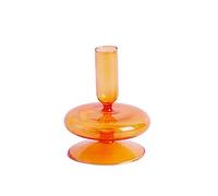 Glass Candlestick Holders Colorful Glass Taper Candle Stand Modern Elegant Candle Stick Candle Holder Glasses Vase Decor for Home Party Centerpiece(Yellow A)