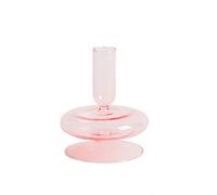 Glass Candlestick Holders Colorful Glass Taper Candle Stand Modern Elegant Candle Stick Candle Holder Glasses Vase Decor for Home Party Centerpiece(Pink A)