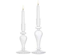 Glass Candlestick Holders Vintage-2Pcs Christmas Tapered Candle Holder Decoration for Dining Dinner Table Living Room Wedding Centrepieces Birthday Halloween Ornaments