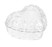 Glass Candy Sweet Jar with Lid Clear Heart Shape Covered Sugar Bowl Small Decorative Dish Buffet Storage for Party Wedding Birthday Xmas Gift Kitchen Accessory